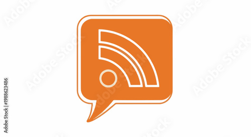 Orange speech bubble with white RSS icon