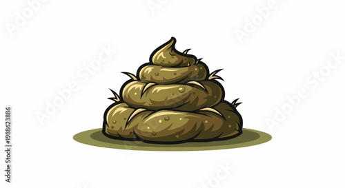 A cartoon pile of brown excrement with spiky grass tufts