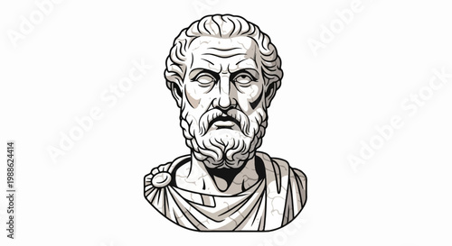 A marble bust of an elderly man with a beard and laurel wreath