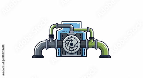 Mechanical water pump with interconnected pipes and a central valve mechanism