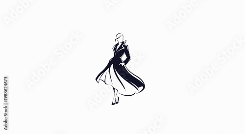 Elegant silhouette of a woman in a flowing trench coat