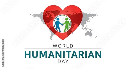 World humanitarian day concept with heart shape and world map