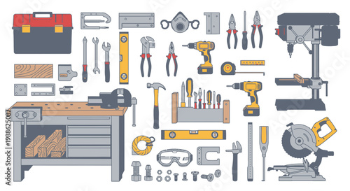 Workshop Tools Collection for Repair and Construction Projects