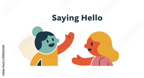 People greeting illustration with diverse skin tones and cheerful gestures