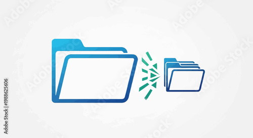 Icon showing data transfer between file folders
