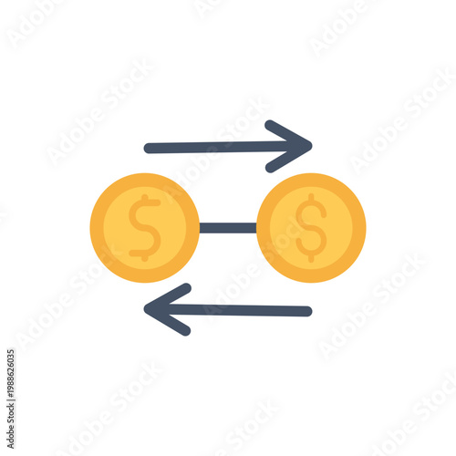 Dollar Coin Money Transfer Exchange Flat Vector Illustration