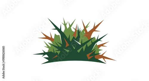 A stylized, sharp-edged cluster of green and brown foliage against a plain white background