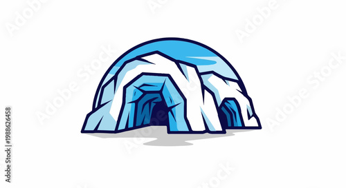 Stylized cartoon igloo with dark blue outline and inner shadows