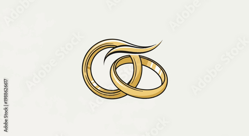 Two interlocked golden rings with elegant curves