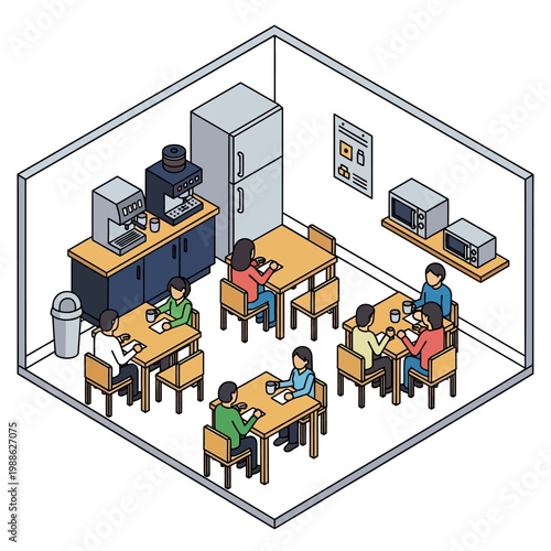 Students sitting at school cafeteria tables.