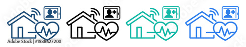 home health monitoring medical icon set on transparent background