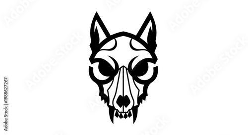 Minimalist black wolf skull logo icon on white background