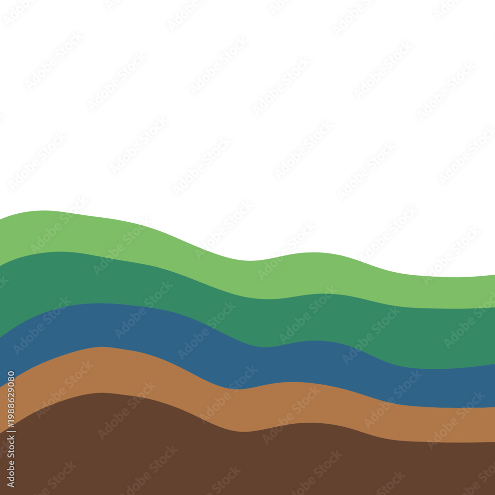 Obraz premium Soil layers illustration with green and blue.
