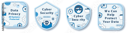 Professional "Antibacterial Cleaning & Bio-Safety" Badge Set, Modern Monochromatic Hygiene & Pathogen Protection Collection