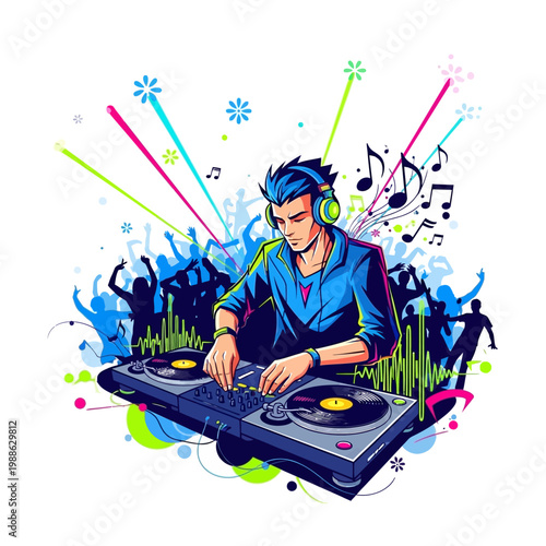 DJ at a vibrant music festival.