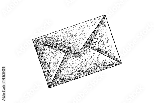 Hand drawn sketch of a sealed envelope on transparent background