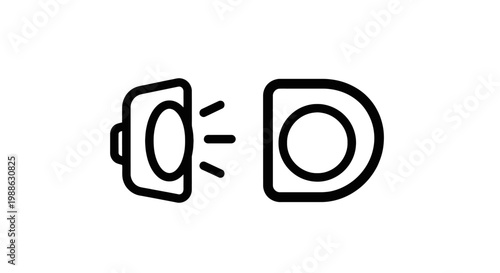 Speaker and sound wave icons with broadcast technology communication frequency vibration playback announcement notification interface illustration