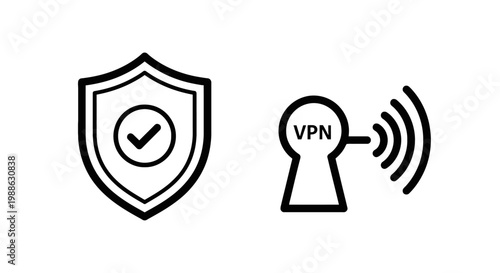Secure vpn and network security icon with secure access private network internet security cyber defense data protection endpoint security secure browsi