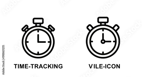 Professional time tracking line icon set featuring two stopwatch designs for productivity management and project duration monitoring tracking stopwatch