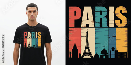 Pixel art representation of a person wearing a Paris themed shirt