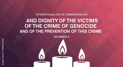 International day of commemoration of victims of genocide with three lit memorial candles