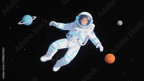 Astronaut floating in space