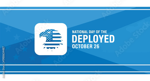 National day of the deployed banner with american eagle flag graphic and blue background design