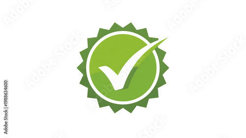 Green check mark badge concept representing approval verification and successful validation