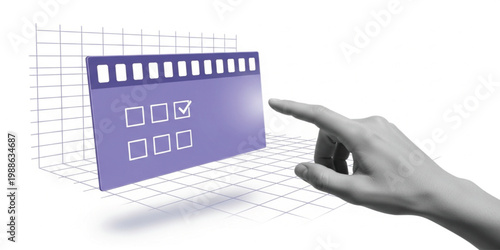 Online Survey Form Concept with Hand Selecting Checkbox Interface Digital Checklist Vector Illustration Design Background