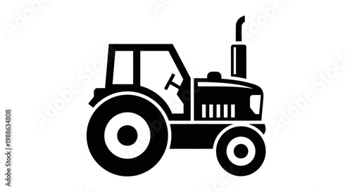 Black silhouette icon of a tractor, a farm vehicle used for agriculture and heavy-duty tasks in rural and industrial settings.