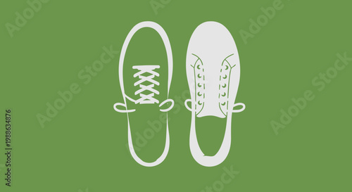 Vector illustration of an abstract green background with hearts and stylish summer beach footwear featuring fashion flip-flop sandals for a casual holiday design