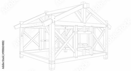 An architectural house plan blueprint and professional sketch drawing illustrate a detailed home design project featuring 3D concept lines and structural engineering perspective