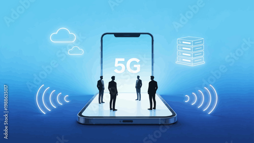 5G technology and business men