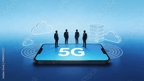 5G technology and business men