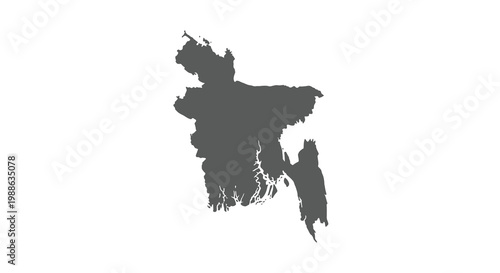 A stark black silhouette depicts the geographical shape of the nation of bangladesh high quality professional