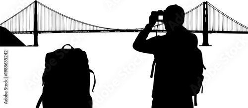 A person taking photo Golden Gate Bridge silhouette.