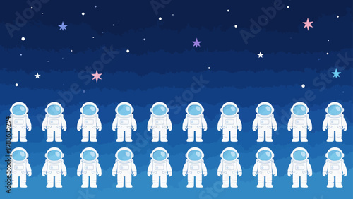 Cartoon astronauts in space