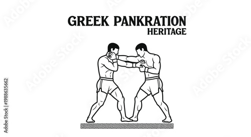 Two athletes engaged in ancient Greek Pankration combat sports competition vector illustration