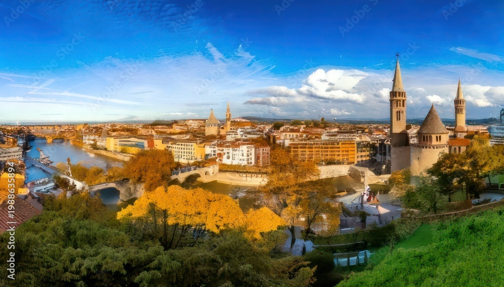 Obraz premium Panoramic view of Florence, Italy, showcasing the citys architectural beauty and vibrant autumn colors.