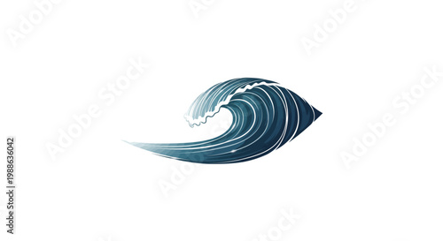 Stylized artistic illustration of a large ocean wave curling and crashing last 2026.