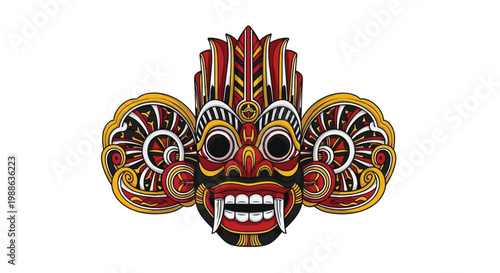 Traditional Sri Lankan devil mask with vibrant colors and intricate decorative patterns
