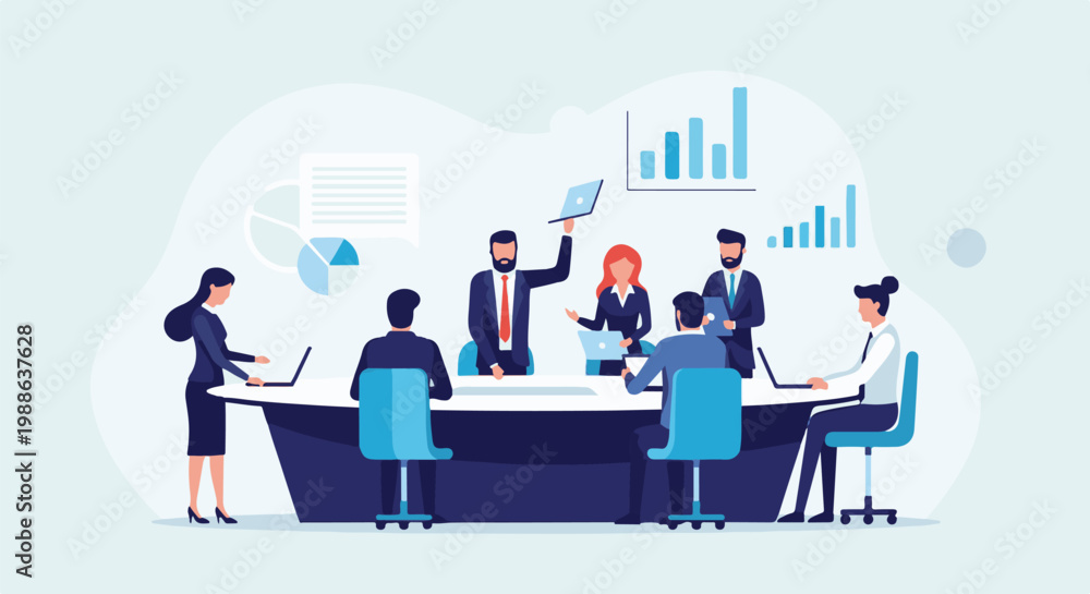 Obraz premium Diverse team collaborating in a modern office, presenting data and ideas