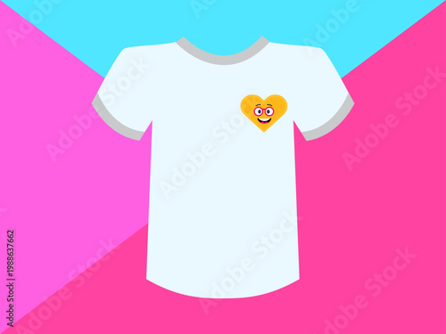 White T-Shirt Mockup with Heart Patch Design
