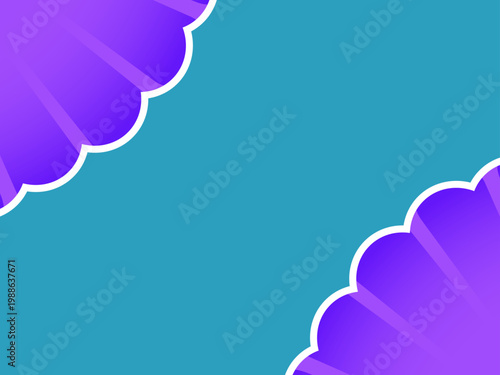 Scalloped Purple and White Border on Teal Background
