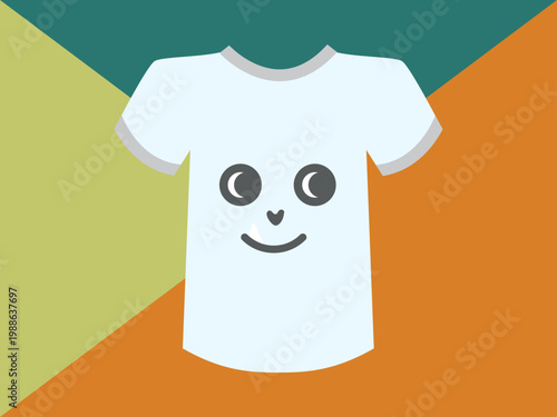 White T-Shirt Mock-up with Smiley Face Print