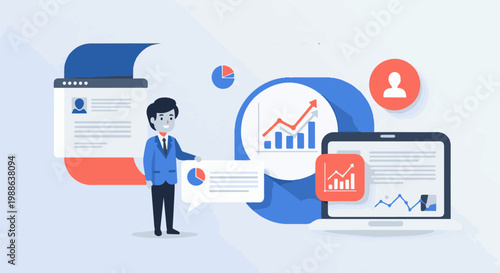 Business analytics and data visualization presentation with a professional