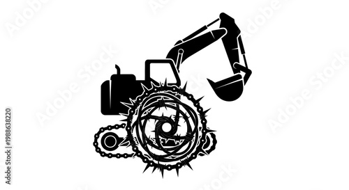 Black silhouette of a heavy machinery.