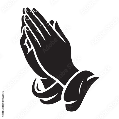 Praying Hands Silhouette - Faith Hope and Spirituality Vector Illustration