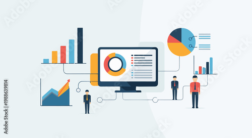 Digital analysis displays success with charts, data, and figures
