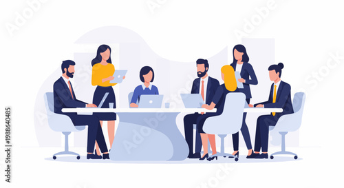 Diverse professionals in a modern meeting room collaborating on ideas